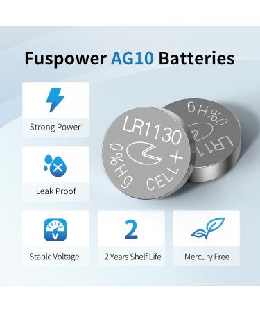 AG10 LR1130 389 189 LR54 390 11131 SR1130W Alkaline 1.5V Button Coin Cell Battery for Watch Thermometer Calculator Batteries 20pcs - Buy Online on GoSupps.com