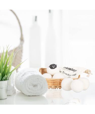 Relaxdays XXL Dryer Balls - Eco-Friendly Felt Balls (6 Pack) for Efficient Drying | Sheep Wool | 7 cm | White - Buy Online on GoSupps.com