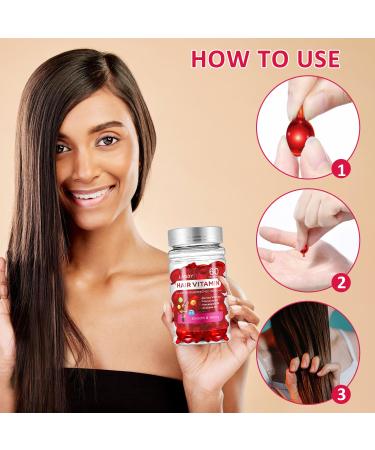 60 Pcs Hair Vitamin Oil Capsules - Moroccan Macadamia & Avocado Oil Treatment Serum | No Rinse Safe for All Hair Types - Buy Online on GoSupps.com