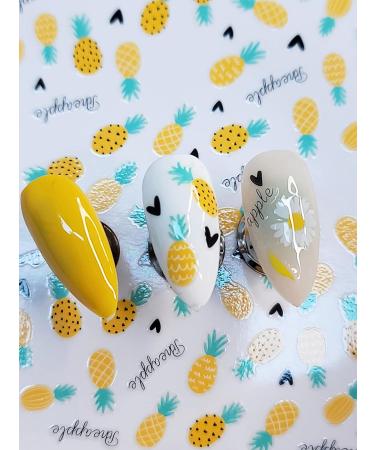 3Pcs Summer Fruit Nail Stickers - Lemon, Strawberry, Pineapple & Avocado | 3D Adhesive Sliders for Colorful Nail Art Decals - Buy Online on GoSupps.com