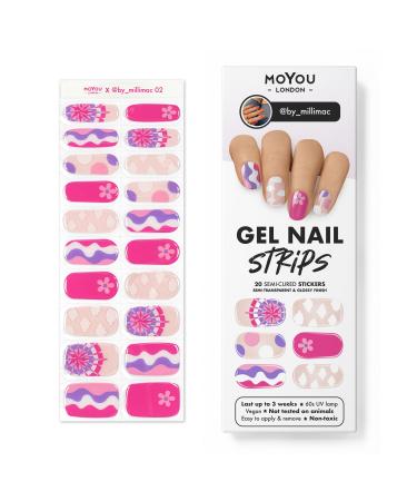 MOYOU LONDON Semi Cured Gel Nail Strips 20 Pc. Gel Wraps for Nails Get 1 Free UV Lamp when you Get 3 or More Easy Apply & Remove for Salon-Quality Manicure -by_millimac 02