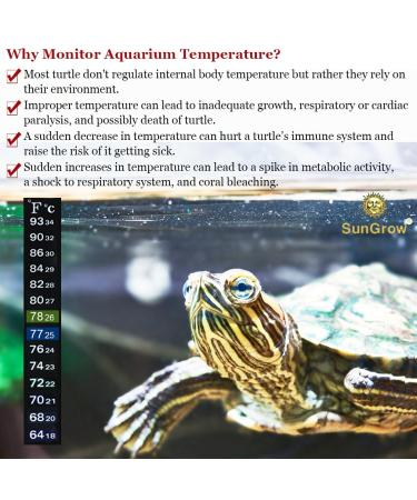 SunGrow Aquarium Sticker Thermometer - Precise Temperature Measurement for Fish, Shrimps & Turtles - Easy Peel & Stick Installation - 2 Color Indicators - Buy Online on GoSupps.com