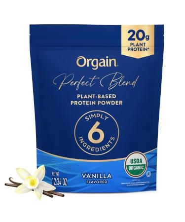 Orgain Organic Vegan Perfect Blend Protein Powder 20g Clean Plant Protein 6 Ingredients 1g Sugar Gluten Free Non-GMO No Artificial Flavors Stevia Extract Dairy or Soy Ingredients- Vanilla