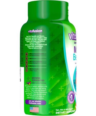 Vitafusion Beauty 2-in-1 Adult Gummy Multivitamin with Hair, Skin & Nails support - 90 count - Buy Online on GoSupps.com