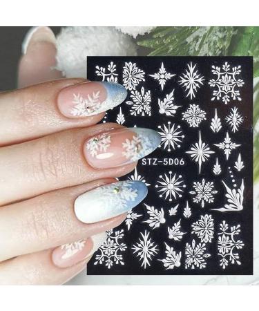 Nail Art Decorations Charms Flower Year Design Winter Nail Sticker 5D Embossed Snowflakes Christmas(5D-02) - Buy Online on GoSupps.com