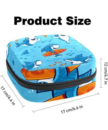 Portable Women's Binding-Storage Bags | Menstrual Cup Bags for Teens | Multicolored Shark & Fish Design - Buy Online on GoSupps.com