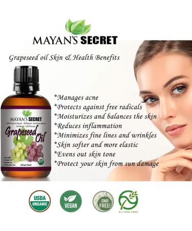 USDA Organic Grapeseed Oil Anti-Aging Moisturizer - Cold Pressed Facial Cleanser | Reduce Wrinkles & Stretch Marks | 4 Fl Oz - Buy Online on GoSupps.com