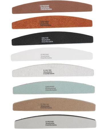 Half Moon Acrylic Nail Files Shapes Different Fineness Manicure Tool Polishing Nail File Set 8 Pieces Comfortable Grip for Manicurists - Buy Online on GoSupps.com