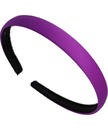1.5cm Bright Purple Matte Fabric Curved Plastic Alice Band Hair Band Headband No Teeth for Women Girls by Glitz4Girlz