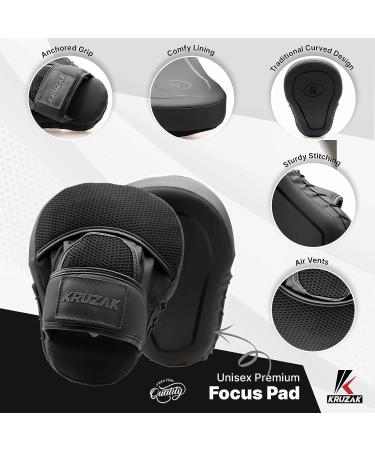 Kruzak Matte Black Boxing Gloves and Focus Mitts Set - 16 oz for Kickboxing, Muay Thai, MMA Training - Fitness Kit for Martial Arts - Buy Online on GoSupps.com