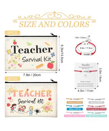 24 Pieces Teacher Appreciation Present Set  12 Teacher Survival Kit Bag Makeup Pouch Bag  12 Teacher Blessing Card Bracelet  Teacher Cosmetic Bag Kit for Teacher's Day (Cute Style  7.9 x 5.3 Inch) Cute Style 7.9 x 5.3 Inch - Buy Online on GoSupps.com