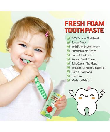 Children's Foam Toothpaste - Fluoride-Free Caries Protection 2x60ml (Strawberry & Watermelon) | International Shipping - Buy Online on GoSupps.com