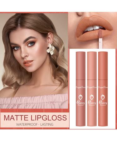 3-Piece Nude Matte Liquid Lipstick Set - Long-Lasting, High Pigmented, Waterproof Lip Gloss for Women & Girls - Buy Online on GoSupps.com