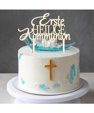 First Holy Communion Cake Topper - Wood Cake Decoration for Boys & Girls | Party Supplies - Buy Online on GoSupps.com