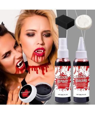 Fake Blood Kit for Halloween Coagulated Gel Blood Kit with Cleansing Soap Scary Zombie Vampire Props for Photo Props Role Play Stage Performance - Buy Online on GoSupps.com