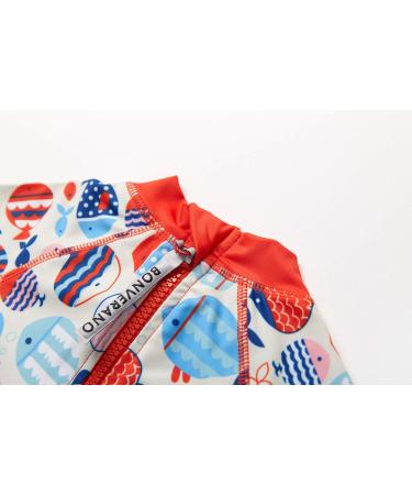 BONVERANO Baby Girls Swimsuit UPF 50+ Long-Sleeve Zipper One Piece (3-6 Months, Red/Fish) - Buy Online on GoSupps.com