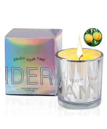 White Peach Oolong Scented Candle Jar- 5.3Oz Natural Essential Oil Soy Wax Aromatherapy Candle - Long Lasting Aroma Fragrance Candles for Home Meditation Yoga Nice Gift for Men & Women