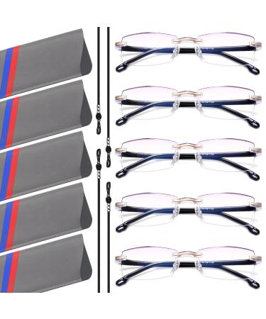 Gaoye 5 Pack Reading Glasses Men Blue Light Blocking Computer Glasses Anti UV Readers Diamond Cut Edges Lens Rimless Design (A1-5 Pack 1.50 multiplier_x) A1-5 Pack 1.5 x