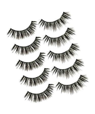 minkissy 5 Pairs Natural False Lashes Natural Fake Eyelashes Cross Eyelashes Natural Eyelashes Black Dense 3d Dense Eyelash