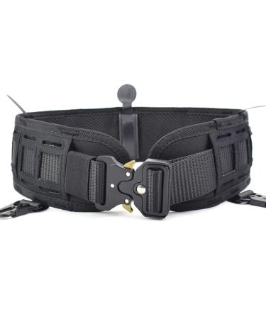Oarea military tactical belt 1000d nylon comfortable airsoft molle belt army training soft padded struggle hunt battle waist belt bk l (103cm/45.5 ")