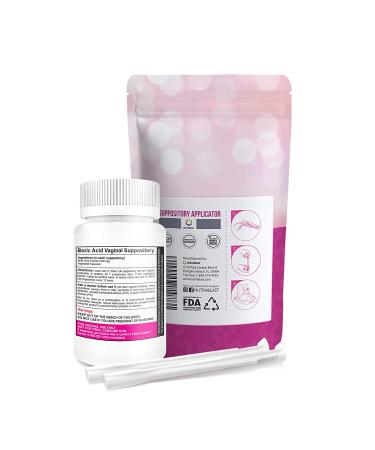 NutraBlast Boric Acid Vaginal Suppositories 600mg - 30 Suppositories & 15 Applicators - Made in USA - Buy Online on GoSupps.com