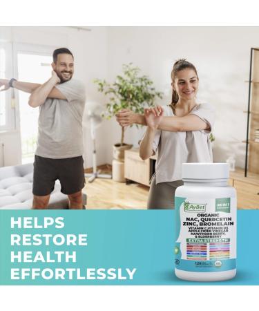 NAC-n-acetyl cysteine- Quercetin Zinc Bromelain Supplement | Extra Strength with Vit C D3 Apple Cider Vinegar Elderberry Hawthorn Berry Turmeric | Immune Support|120 Vegan Capsules | USDA Organic - Buy Online on GoSupps.com