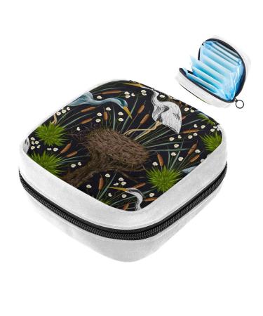 GIAPB Sanitary Napkin Storage Bag Period Bag Tampon Bag Makeup Bag Pad Pouch Tree and Bird Color3509