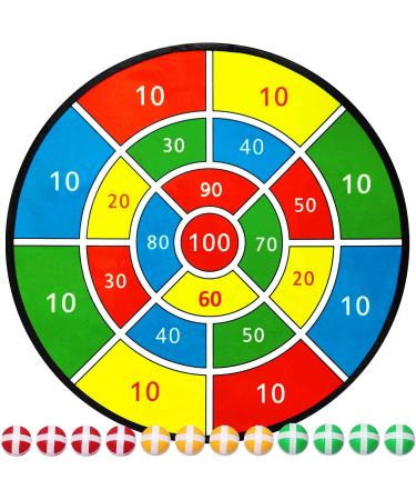 Dart Board Games for Kids,28" Large Dart Board Toys for 4, 5, 6, 7, 8, 9, 10 Years Old Boys/ Girls with 12 Sticky Balls and 3 Colors,Outdoor Games Safe Toy Gifts for 3, 4, 5, 6, 7 Years Old Boys