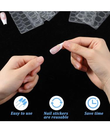Larrel Pack of 15 sheets / 450 adhesive nail stickers - 15 sizes - Transparent - Double-sided gel - For decoration - Buy Online on GoSupps.com