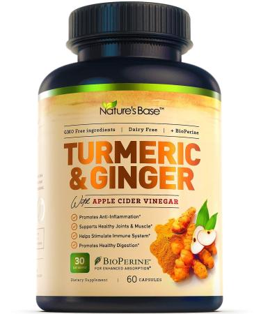 NATURE'S BASE Turmeric Curcumin with Ginger & Apple Cider Vinegar - 60 capsules