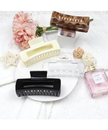 Kavya 4-Piece Large Non-Slip Hair Clips for Women | Angular Leopard Pattern Plastic Clips for Thick Long Hair | Multi-Colored Hair Accessories - Buy Online on GoSupps.com