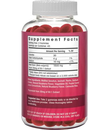Buy Sugar Free Beet Root Gummies - 1500 mg Nitric Oxide Booster for Energy & Performance - 90 Chewable Beets for Blood Flow & Circulation - Buy Online on GoSupps.com