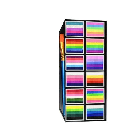 Body Paint Kit - 8.7 x 4.09 Inch Water-Based Makeup Washable Face Paint With 12 Grids Anti-Deburring Pigment With Brush Markers | Halloween Cosplay Festival