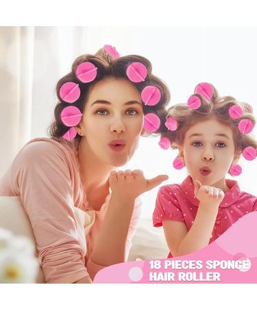 18 Large Soft Foam Hair Rollers 40mm - Hair Styling Curlers for Women and Kids - Pink - Pack of 18 - Buy Online on GoSupps.com