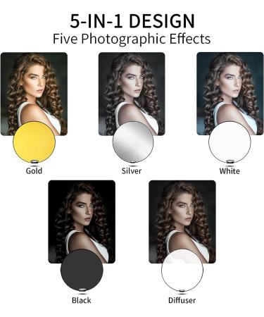 Selens 43 Inch Photography Reflector - 5 in 1 Collapsible Light Reflector with Carrying Case for Photo Studio Lighting - Buy Online on GoSupps.com