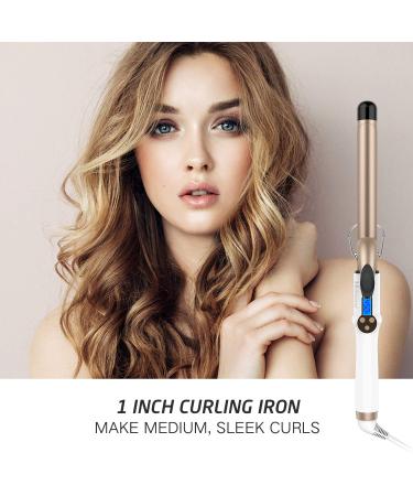 Hoson 1 Inch Professional Ceramic Tourmaline Curling Iron with LCD Display and 9 Heat Settings - Includes Heat-Resistant Glove - Perfect for All Hair Types - Buy Online on GoSupps.com