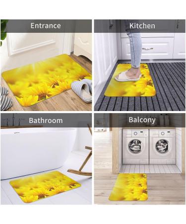 VANANI Yellow Sunflowers Non-Slip Rugs Easy To Clean Suitable For Front Door Garage Door Back Door Bedroom And Kitchen.40x60cm White One Size - Buy Online on GoSupps.com