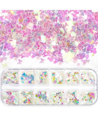 Teenitor 12 Boxes Holographic Nail Sequins - Ultra-Thin Colorful Glitter Sticker for Nail Art, Cosmetic and Festival Glitter Decoration - Buy Online on GoSupps.com