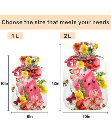 NAANLE Bee Poppy Flower Watermelon Hot Water Bottle 2L Transparent Large Heat & Cold Therapy Bottle for Pain Relief Ideal for Bed & Hand/Foot - Buy Online on GoSupps.com