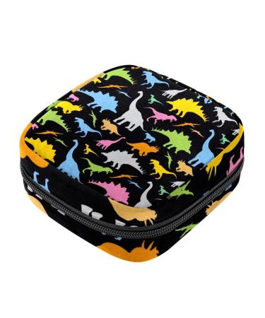 Menstruation pad bag with zipper women's napkin bag tampons collective bags for women and girls (dinosaur pattern)