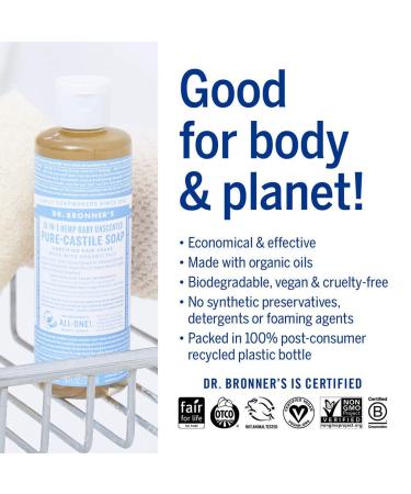 Dr. Bronner's  Baby Soap Liquid Castile  8 Fl Oz - Buy Online on GoSupps.com