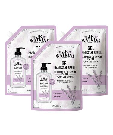 J.R. Watkins Gel Hand Soap Refill Moisturizing Hand Wash All Natural Alcohol-Free Cruelty-Free USA Made Lavender 34 Fl Oz (Pack of 3) Lavender 34 Fl Oz (Pack of 3)