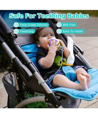 CLdy Baby Toy Pacifier Chain & Silicone Cup Catcher - BPA-Free Stroller Accessories | 4-Pack in Gray Camel Green & Blue - Buy Online on GoSupps.com