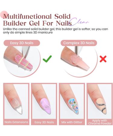 MIZHSE Nail Builder Gel Extension Clear Poly Nail Gel for Beginners 60g Non-Stick Hand Nail Extension Gel Nail Art Hard Gel 3D Modeling Salon UV Gel Home DIY Clean - Buy Online on GoSupps.com