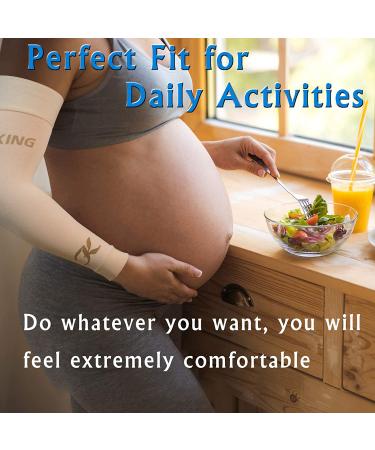 KEKING Lymphedema Compression Arm Sleeves - 15-20mmHg Full Arm Support for Men and Women - Lipedema, Edema, Post-Surgery Recovery - Pain Relief - Beige, Medium (1 Pair) - Buy Online on GoSupps.com