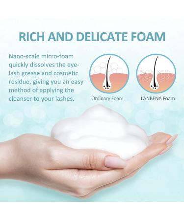 LANBENA Eyelash Extension Cleanser - Lash Foam Shampoo for Salon and Home Use (60ml) - Buy Online on GoSupps.com