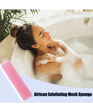 3 African Net Sponge - Body Exfolia-ting Net for Shower | Gentle Mesh Exfoliation Net Sponge Body Scrubber Net | Body Cleansing Bathing Net Sponge for Daily Skin Cleaning(Pink) - Buy Online on GoSupps.com
