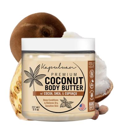 Coconut Body Butter for Women Dry Skin Body Butter with Raw Coconut Oil Cocoa Butter Shea Butter & Cupua u Butter Body Cream Whipped Body Butter for Women
