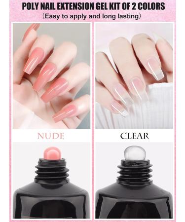 EBANKU Poly Nail Gel Kit - Nude & Clear French Colors with Mini Nail Lamp - DIY Nail Art & Manicure All-in-one Set - Buy Online on GoSupps.com