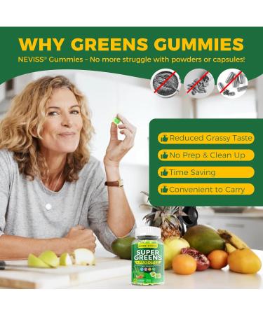 Organic Super Greens Daily Gummies + Probiotics, Spirulina, Chlorella, Spinach, Broccoli, Fiber, Fruits Veggies, Mushroom - Greens Powder Superfood Alternative, Natural Energy, Sugar Free Vegan, 60Cts 60 Count (Pack of 1) - Buy Online on GoSupps.com